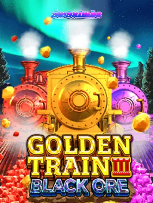 Tampilan visual slot Golden Train III: Black Ore dengan latar belakang tambang emas.